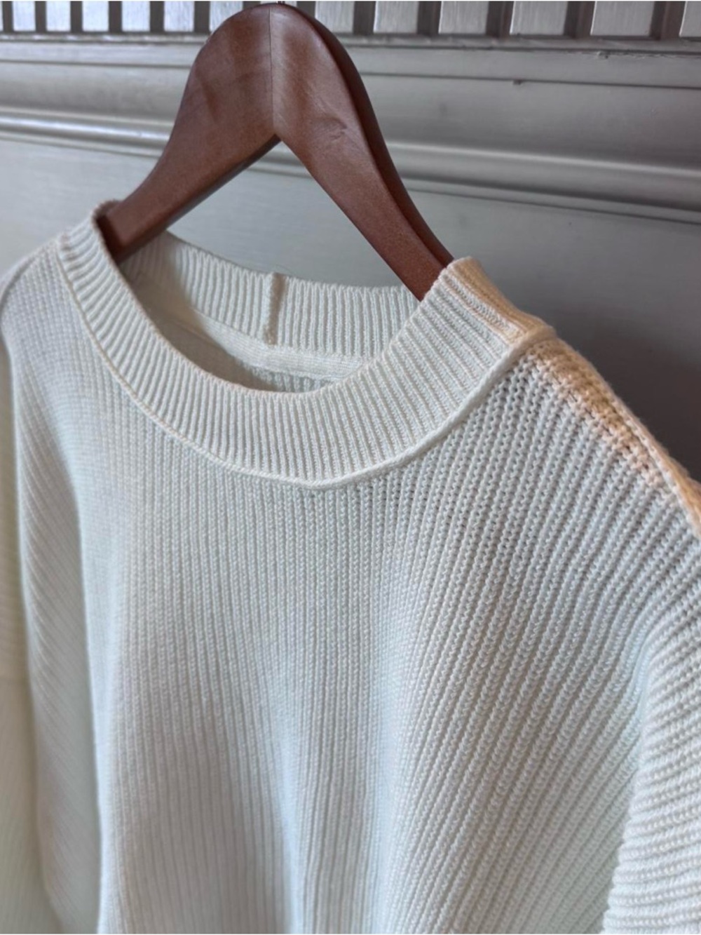 Aerie White Oversized Ribbed Cotton Sweater NWT M/L - Picture 5 of 9